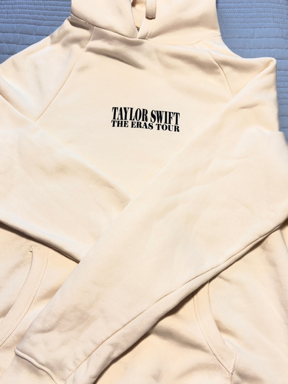 Taylor Swift Cream Hoodie with Black 'The Eras Tour' Logo